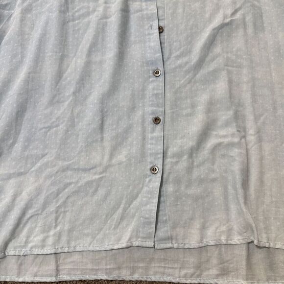 Lime Blue Lightweight Shirt Womens Large‎ Chambray Long Sleeve Button Down Tunic - Picture 2 of 10